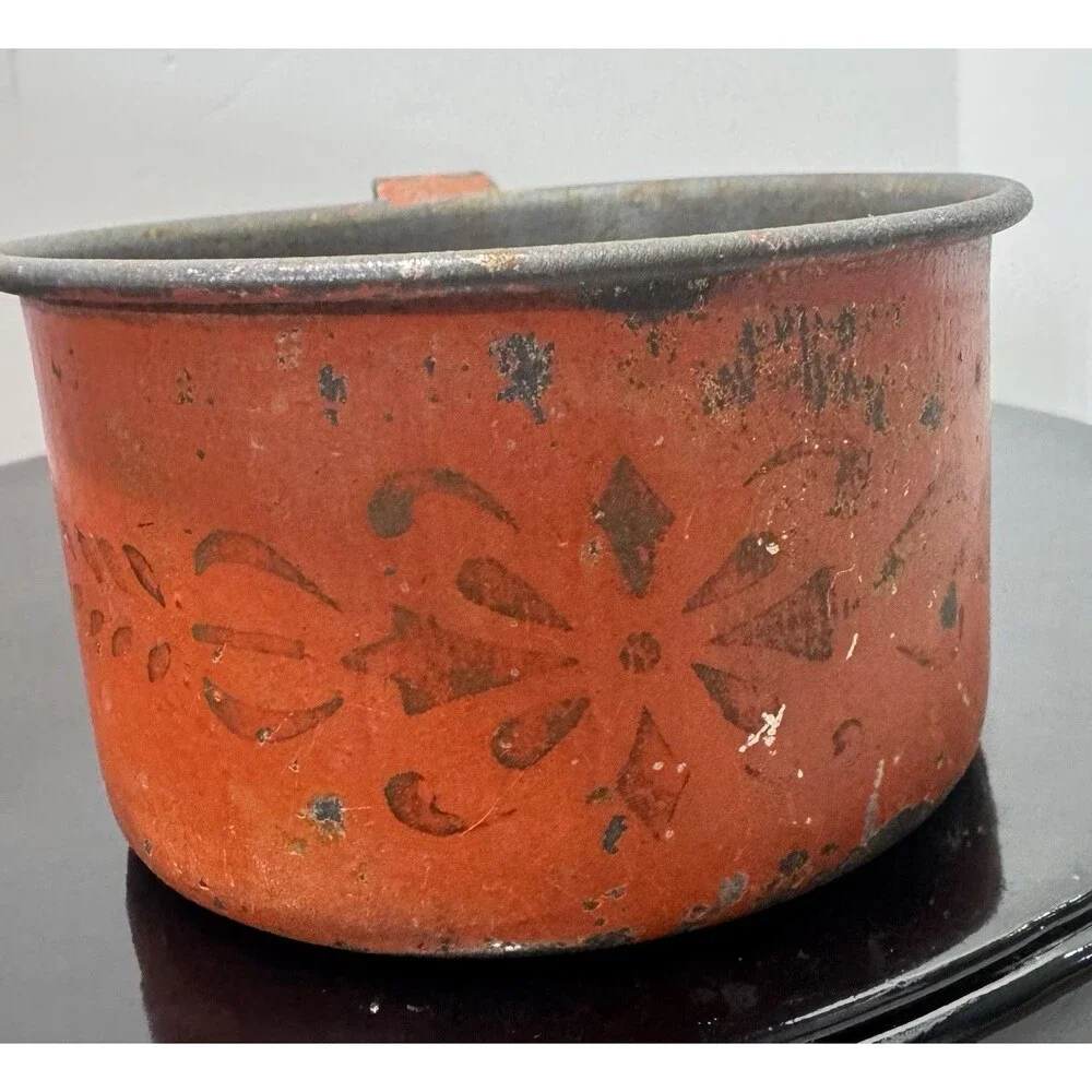 Antique 19th Century Painted Toleware Miniature Tin Mug Measure Primitive AAFA